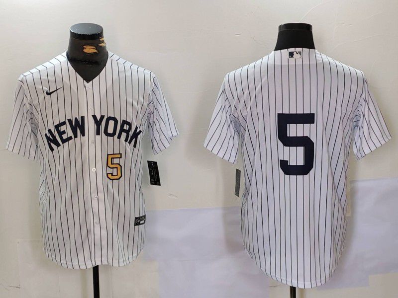 Men New York Yankees #5 No Name White stripe Game 2024 Nike MLB Jersey style 9021->new york yankees->MLB Jersey